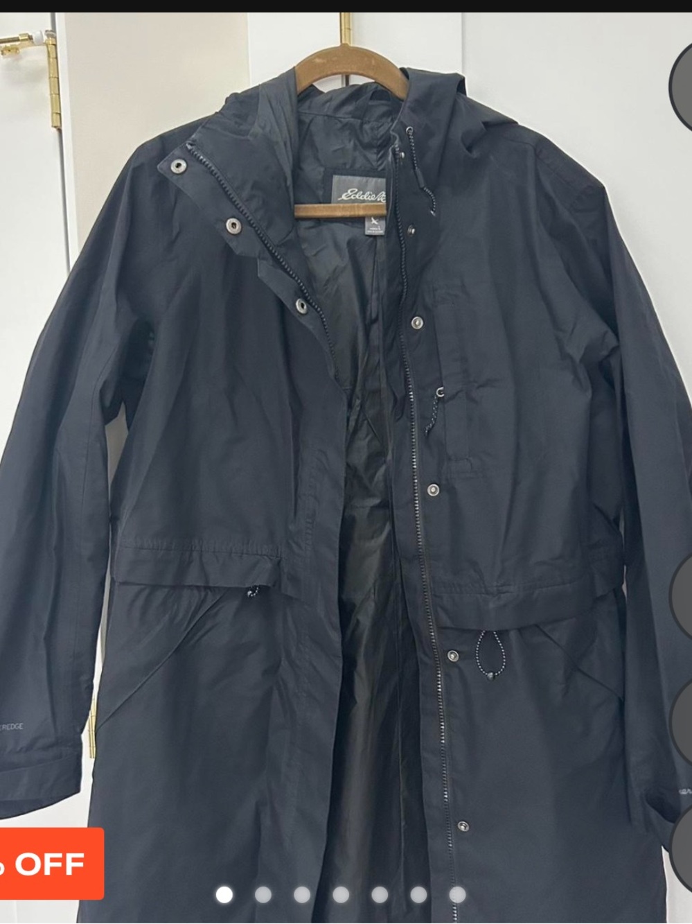 Eddie Bauer women's Black Hooded Rain parka